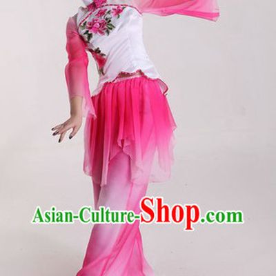 Chinese Stage Performance Flower Dance Costumes and Headpiece for Ladies