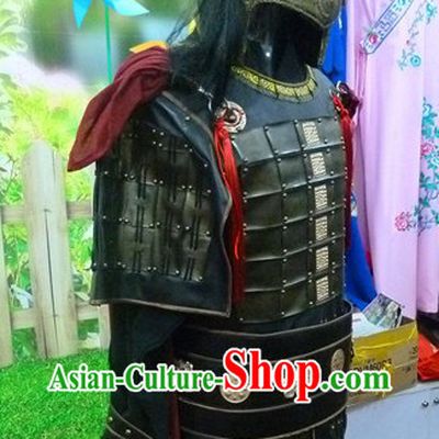 Ancient Chinese General Armor Costumes and Helmet for Men