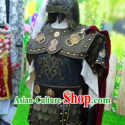 Ancient Chinese General Armor Costume and Helmet for Men