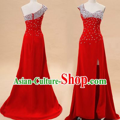 Chinese Style One Shoulder Modern Wedding Dress for Brides