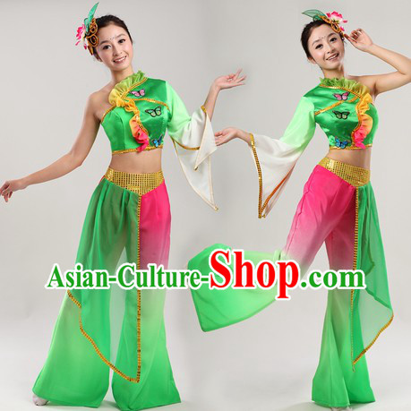 School Fan or Ribbon Dance Costumes and Headpiece for Women