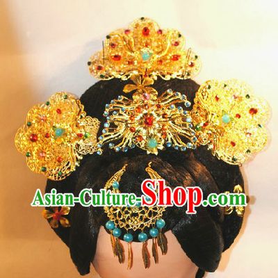 Tang Dynasty Chinese Imperial Empress Wig and Hair Accessories Set