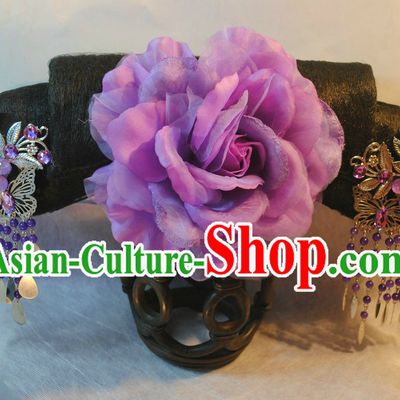 Qing Dynasty Chinese Palace Empress Wig and Hair Accessories Set for Women