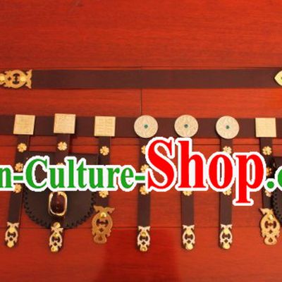 Ancient Chinese Tang Dynasty Handmade Leather Hanfu Clothing Belt for Men