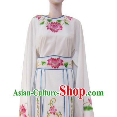 White Chinese Peking Opera Embroidered Lotus Costumes