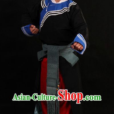 Black Ancient Chinese Policeman Costumes and Hat for Men
