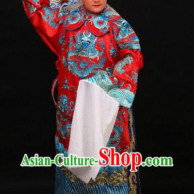 Traditional China Peking Opera Dragon Wedding Dress and Bridegroom Hat for Men