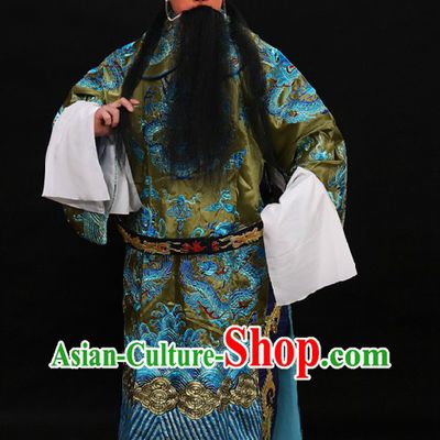 Chinese Beijing Opera Embroidered Dragon Robe and Helmet for Men