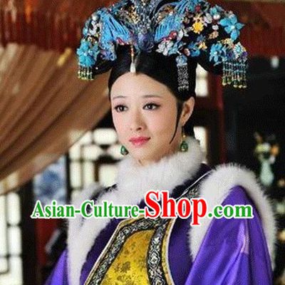 Purple Qing Dynasty Imperial Empress Winter Clothing Complete Set for Women