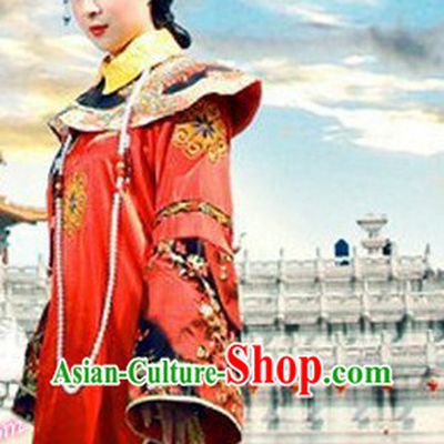 Qing Dynasty Imperial Empress Costumes and Crown Complete Set