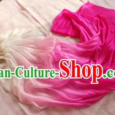 Chinese White to Pink Colour Transition Long Silk Fan Veils