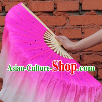Double Sides Pink to White Color Transition Silk Dance Fan