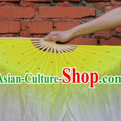 Double Sides Yellow to White Color Transition Silk Dance Fan
