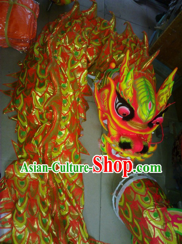 Traditional Chinese Luminous Golden Dragon Dancing Costumes Complete Set