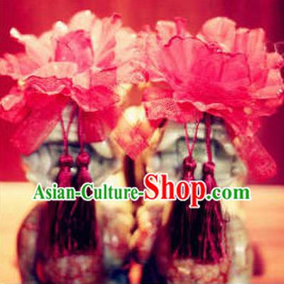 Red Classic Handmade Bridal Hair Flower Accessory