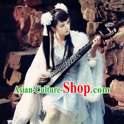Ancient Chinese Style White Fantasy Fairy Cosplay Costumes
