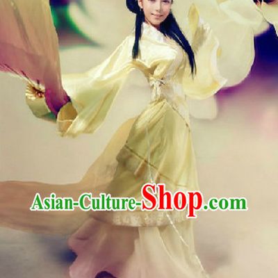 Chinese Classic Light Yellow Hanfu Clothes for Women