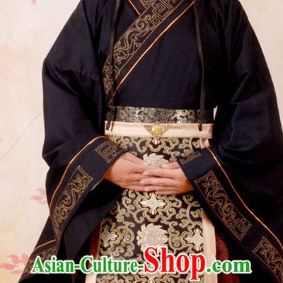 Ancient Chinese Han Dynasty Official Costumes and Hat for Men