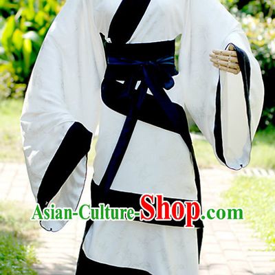 Traditional Chinese White and Black Hanfu Clothing