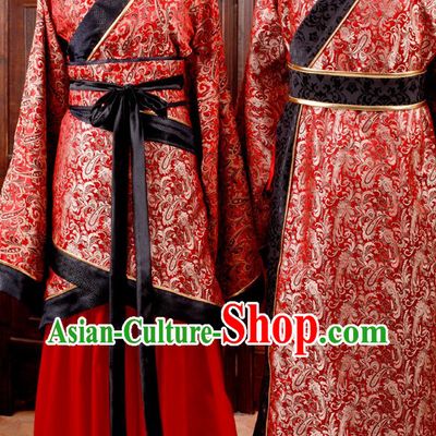 Ancient Chinese Red Wedding Dress Two Sets for Men and Women