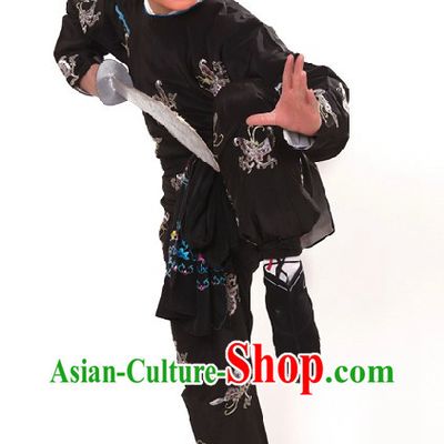 Peking Opera Black Embroidered Butterfly Costumes and Hat for Men