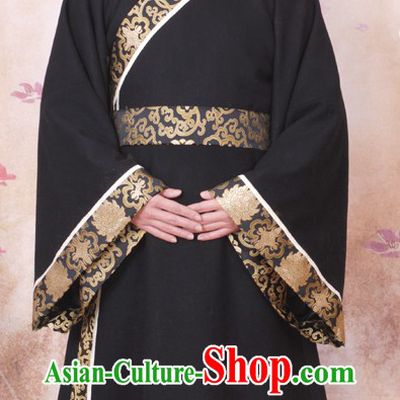 Ancient Chinese Black Clothing and Hat for Men