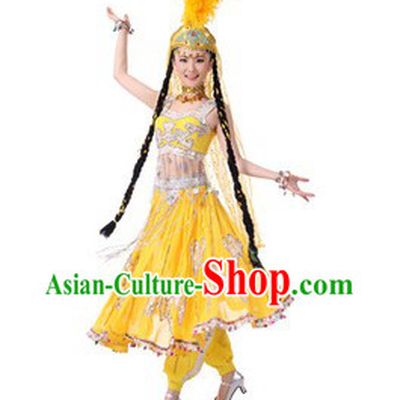 Traditional Chinese Hsinchiang Dance Costumes and Hat for Women