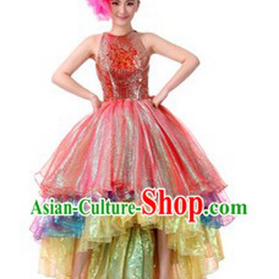 Traditional Chinese Opening Dance Costumes and Headpiece for Women