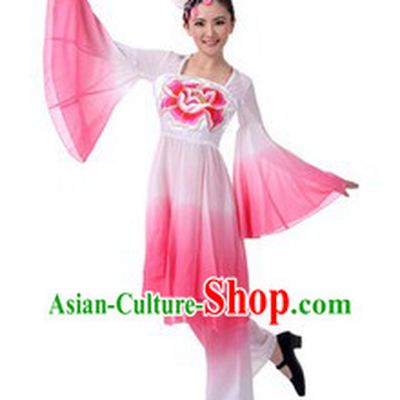 Traditional Chinese Group Classical Dance Costume and Hair Accessories for Women