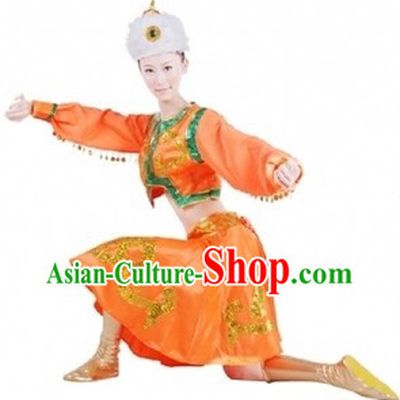Traditional Chinese Mongolian Clothes and Hat for Women