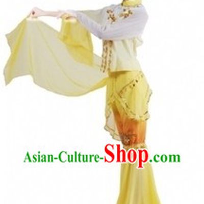 Chinese Fan Dance Clothes and Headdress for Women