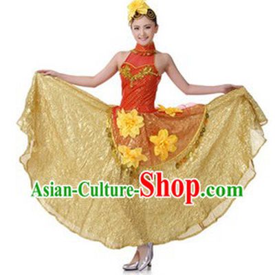 Chinese Modern Dance Costumes and Headpiece for Women