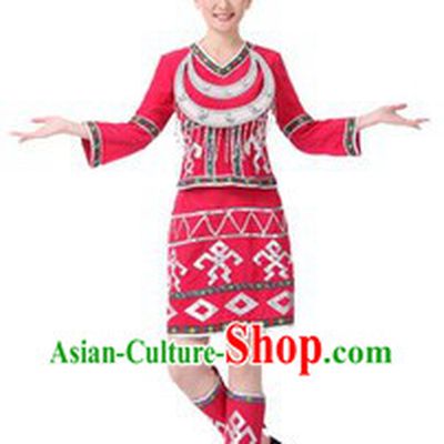 Traditional Gaoshan Tribe Clothing and Headpiece for Women
