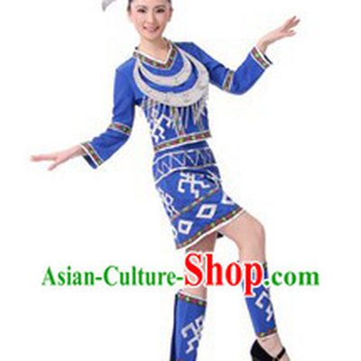 Traditional Gaoshan Tribe Clothing and Headpiece for Women