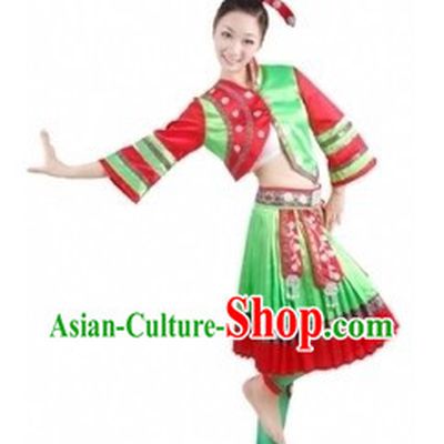 Traditional Chinese Miao Tribe Clothing and Headpiece for Women