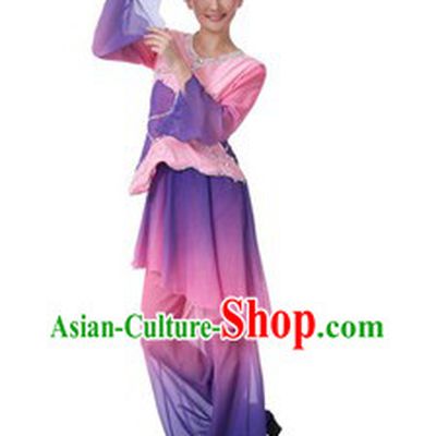 Traditional Chinese Fan Dance Clothing and Hat for Women