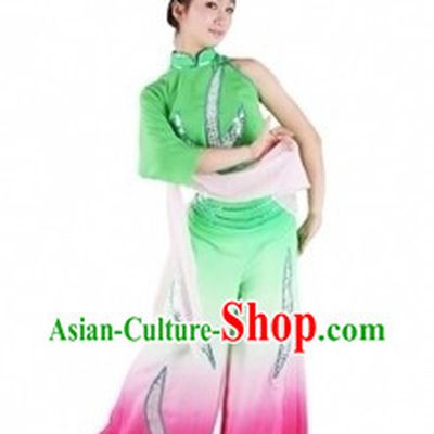 Traditional Chinese Lotus Dance Clothing and Hat for Women