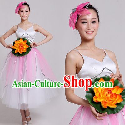 Chinese Classical Flower Dance Clothes and Headpiece for Women