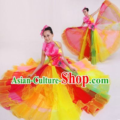 Chinese Modern Rainbow Costumes and Headpiece for Women