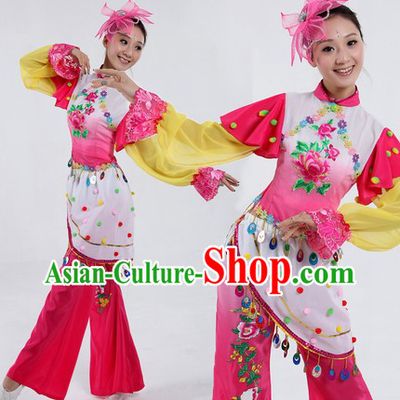 Traditional Chinese Flower Contemporary Costumes and Headpiece for Women