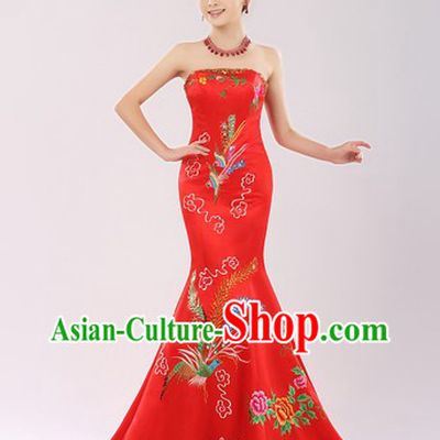 Traditional Chinese Phoenix Wedding Dress for Brides
