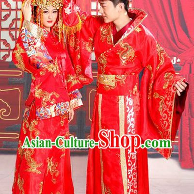 Ancient Chinese Red Wedding Dresses Two Complete Sets