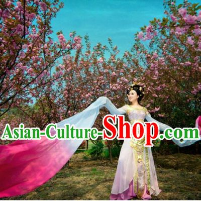 Ancient Chinese Pink Palace Dancer Costumes and Headpiece for Women