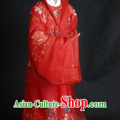 Ancient Chinese Opera Red Wedding Dress and Hat for Bridegrooms