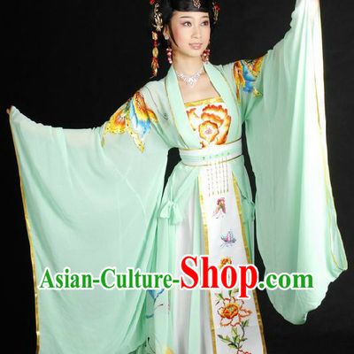 Ancient Chinese Embroidered Butterfly Love Performance Costumes and Wig for Women