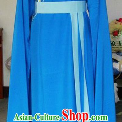 Ancient Chinese Blue Long Sleeve Dance Costumes for Men