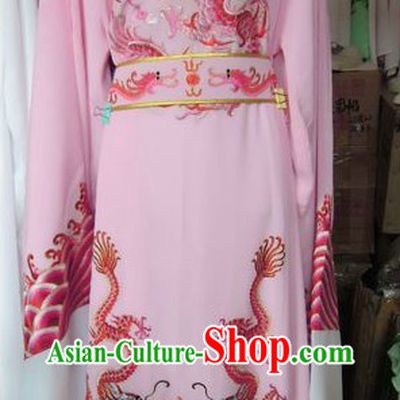 Ancient Chinese Pink Embroidered Dragon Young Men Long Robe