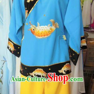 Ancient Chinese Blue Embroidered Fish Costumes for Women