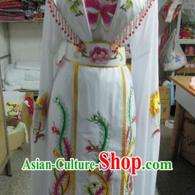 Ancient Chinese White Phoenix Embroidery Costumes for Women