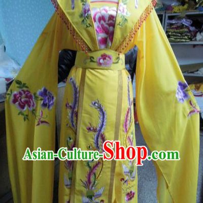 Ancient Chinese Yellow Phoenix Embroidery Costumes for Women